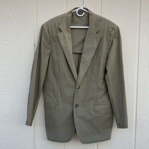 LL Bean Army Green Field Jacket Blazer Men’s Size 44 R 2 Button Closure Vent